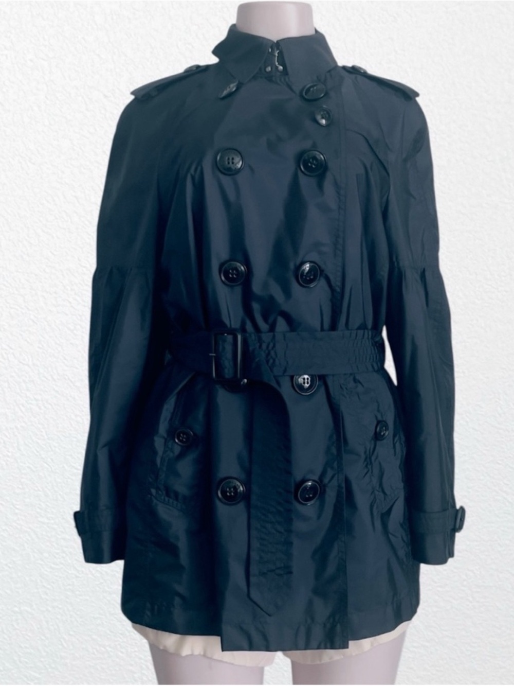 Burberry Classic Double Breasted Trench Raincoat Iconic Navy Polyamide SZ 4 - Picture 3 of 14